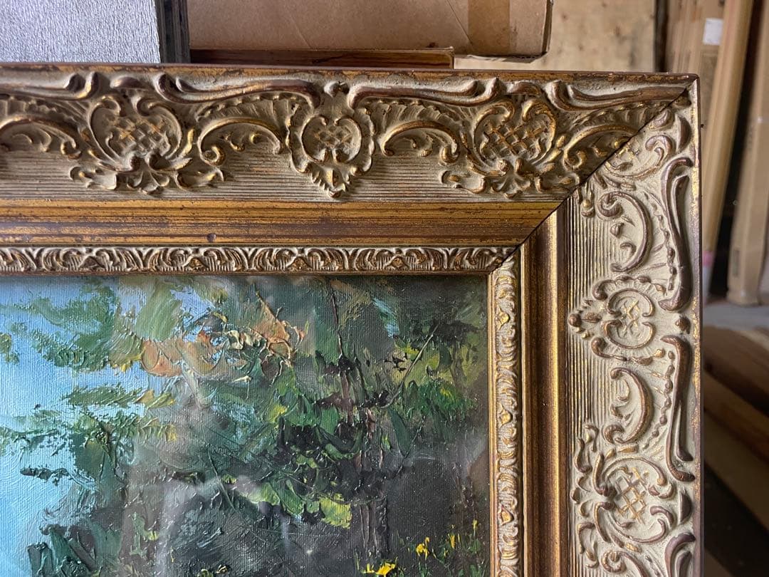 値引き 都市風景の油彩画 130×72センチ　大きめのキャンバス