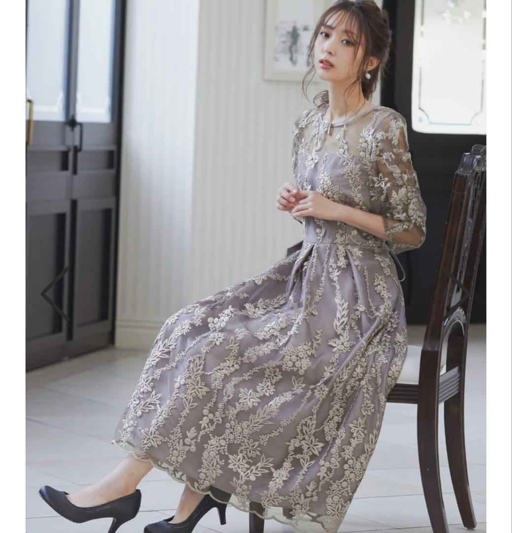 niana 刺繍レース バックリボン パーティードレス 結婚式