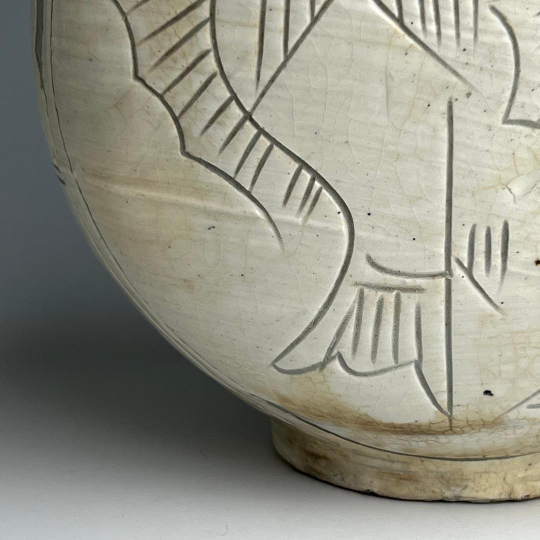 高麗三島刷毛目象嵌魚紋扁壺 李朝高麗コレクター放出品陶磁古玩朝鮮美術A1-48