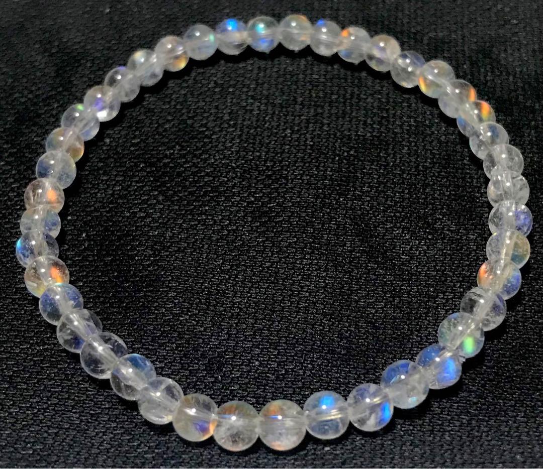 天然石　５A レインボームーンストーン　ホワイトラブラドライト　ブレスレット