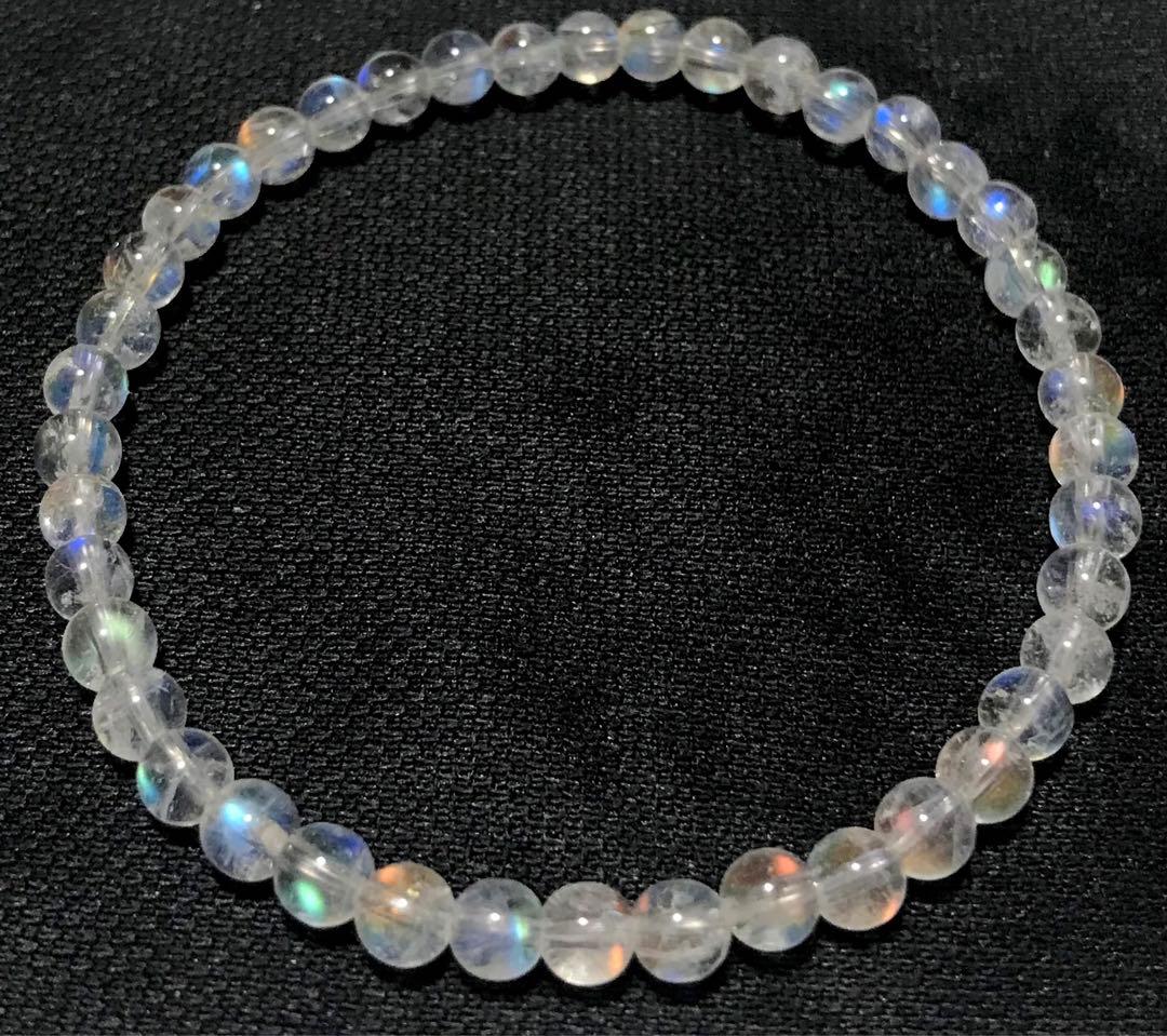 天然石　５A レインボームーンストーン　ホワイトラブラドライト　ブレスレット