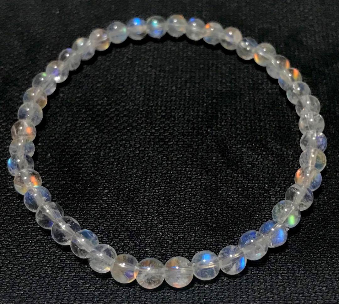 天然石　５A レインボームーンストーン　ホワイトラブラドライト　ブレスレット