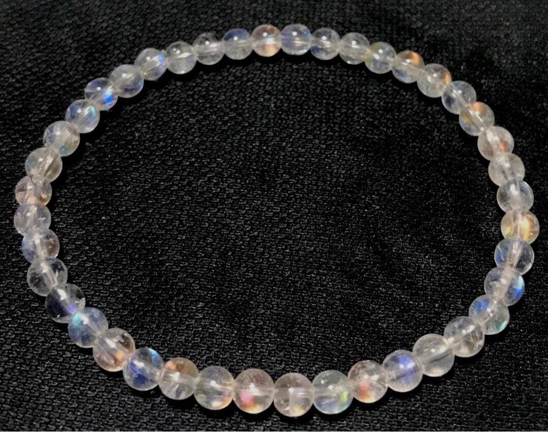 天然石　５A レインボームーンストーン　ホワイトラブラドライト　ブレスレット