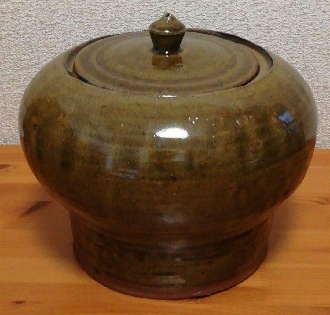 中里太亀作　唐津焼　黄唐津　水指　共箱　略歴付　茶道具