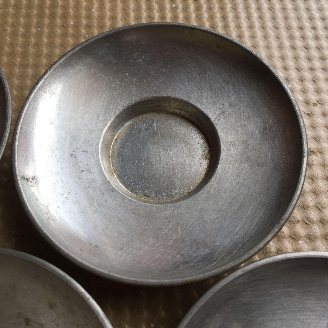 1040 超暉 錫製 柄なし丸形茶托 五客 茶器　茶道具　煎茶道具