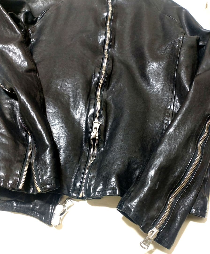ISAMU KATAYAMA ジャパンカーフ ジップデザインライダースジャケット