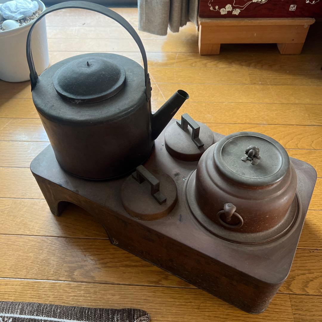 燗銅壺 酒燗器 熱燗器 古銅酒燗器 時代物 銅製 酒器 五徳 火鉢 長火鉢