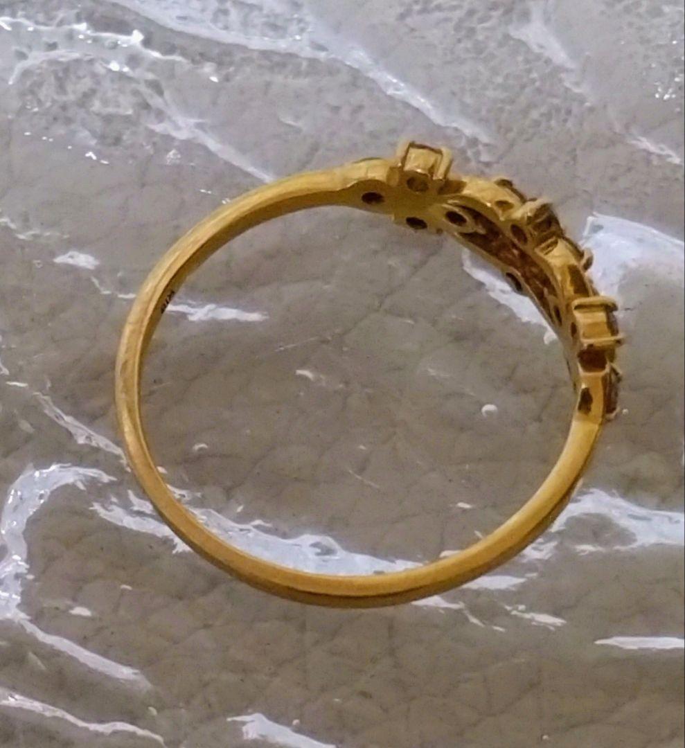 美品　K18YG H&C　フラワーデザインダイヤモンドリング