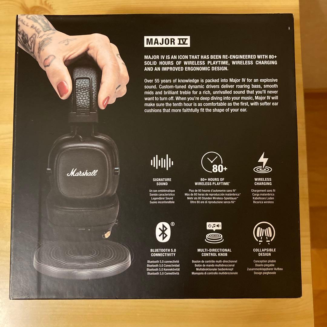 Marshall Major IV ブラック ワイヤレスヘッドフォン