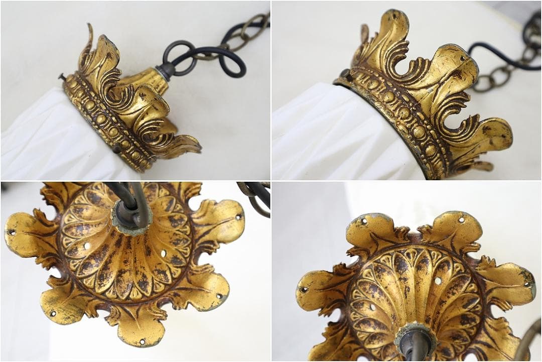 アンティーク調 ガラス ペンダントライト ランプ シェード 真鍮 アールヌーボー