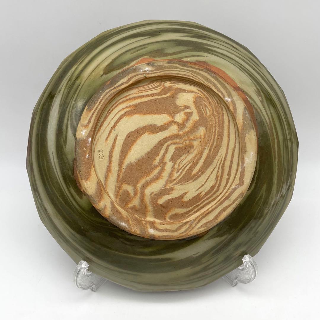 珍品！　因久山焼　八代芦澤保親　花彫紋皿　飾り皿　大皿