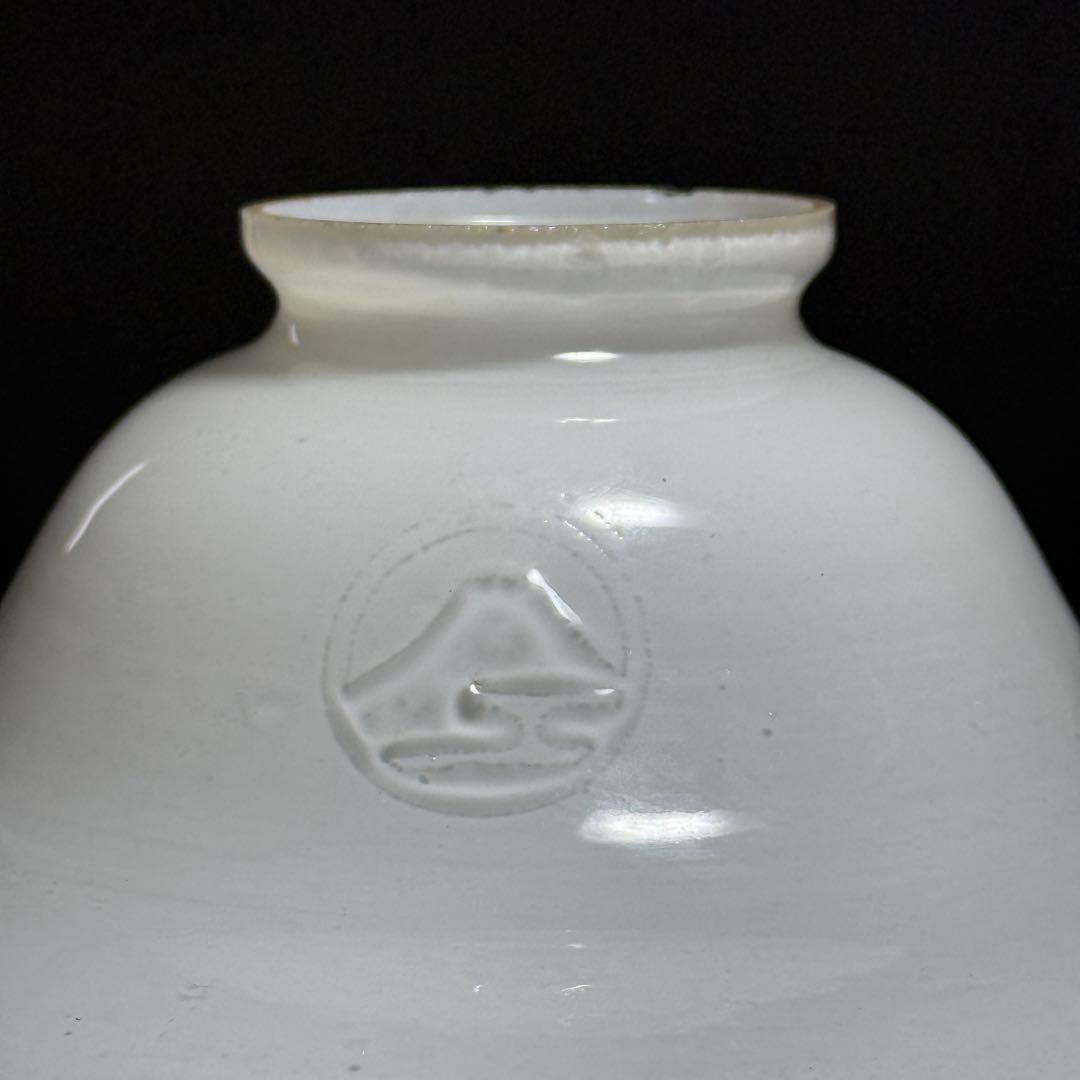 ◆希少 富士マーク入り乳白色電笠 雷文 大正〜昭和時代 戦前 和硝子◆