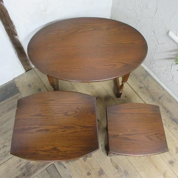 イギリス製 アンティーク 家具 オールドチャーム ネストテーブル 6058e