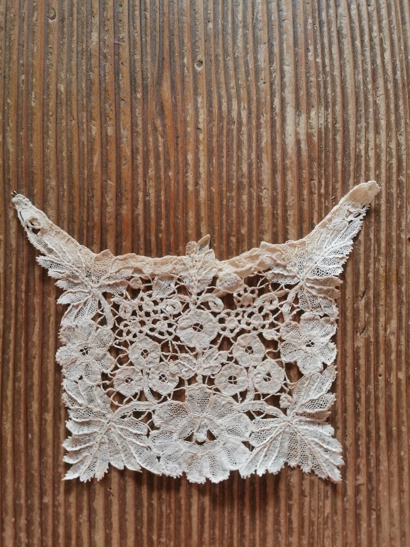 アンティーク ブリュッセルレース 付け襟 ポワンドローズ 胸飾り ジャボ タイ