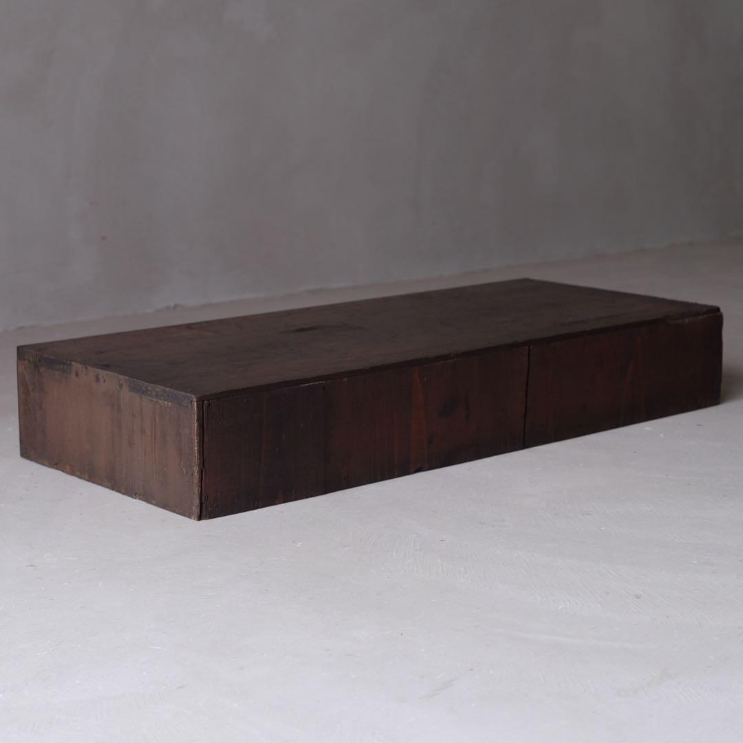 杉材 ２杯抽斗付き展示台　花台 置床 小引き出し ローボード 古家具 古道具