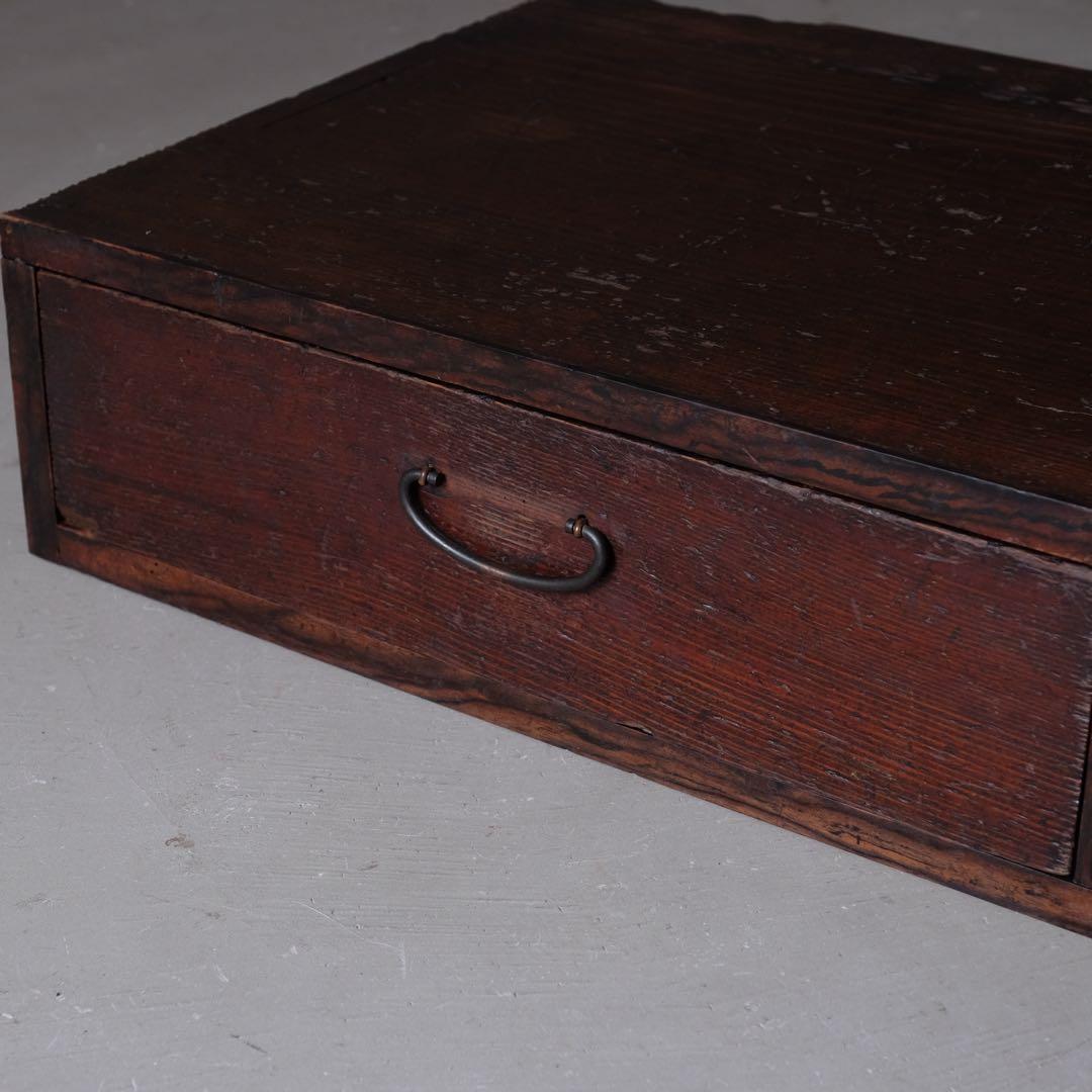 杉材 ２杯抽斗付き展示台　花台 置床 小引き出し ローボード 古家具 古道具