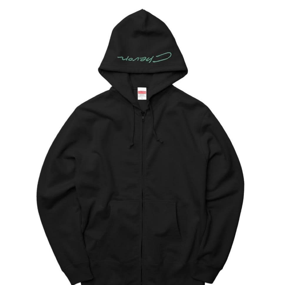 Chevon 黒×緑フルジップパーカー