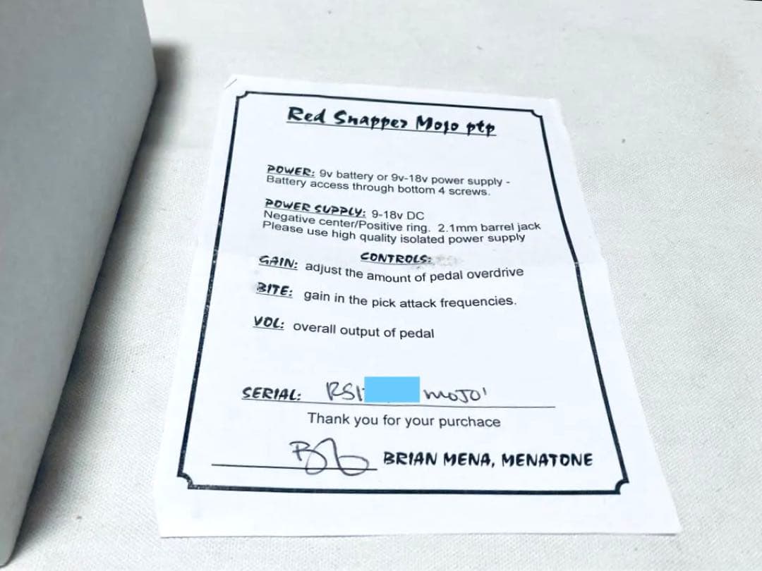 Menatone Red Snapper Mojo ハンドワイヤード B’z