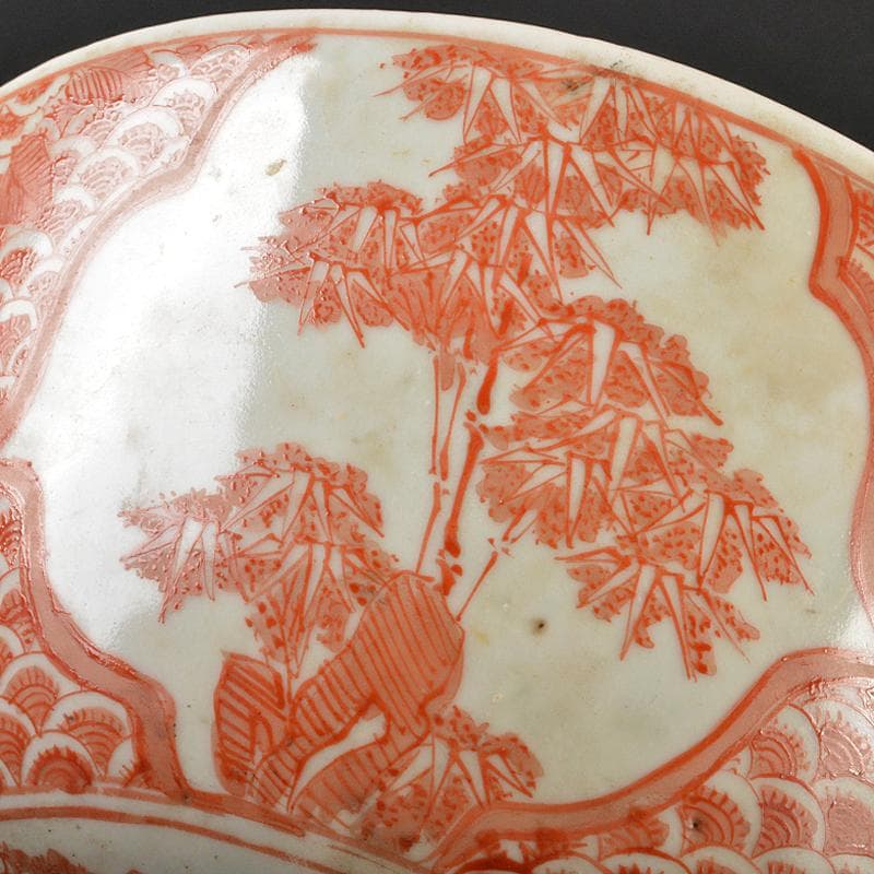 九谷焼　古九谷　宮本窯　赤絵　花文鉢　時代箱　C　R6538B