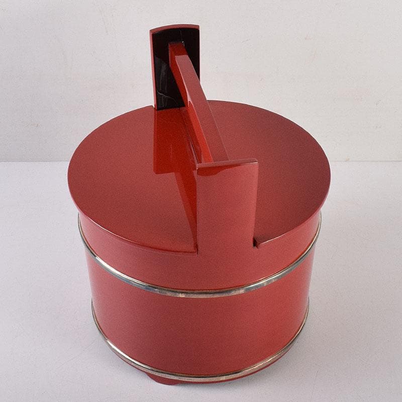 輪島塗　浜木松峰　朱塗銀タガ　手桶水指　堀内宗完(兼中斎)極め箱　VR8538H