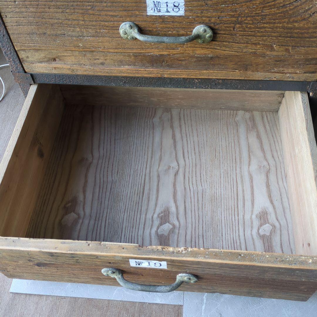 インダストリアル古材木製アイアン3段引き出しチェスト