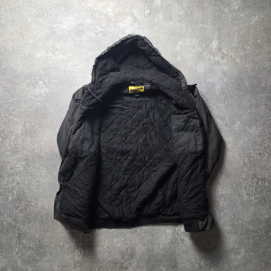 BRAZOSダック地アクティブジャケットフーディー企業ロゴフェードグランジボロL