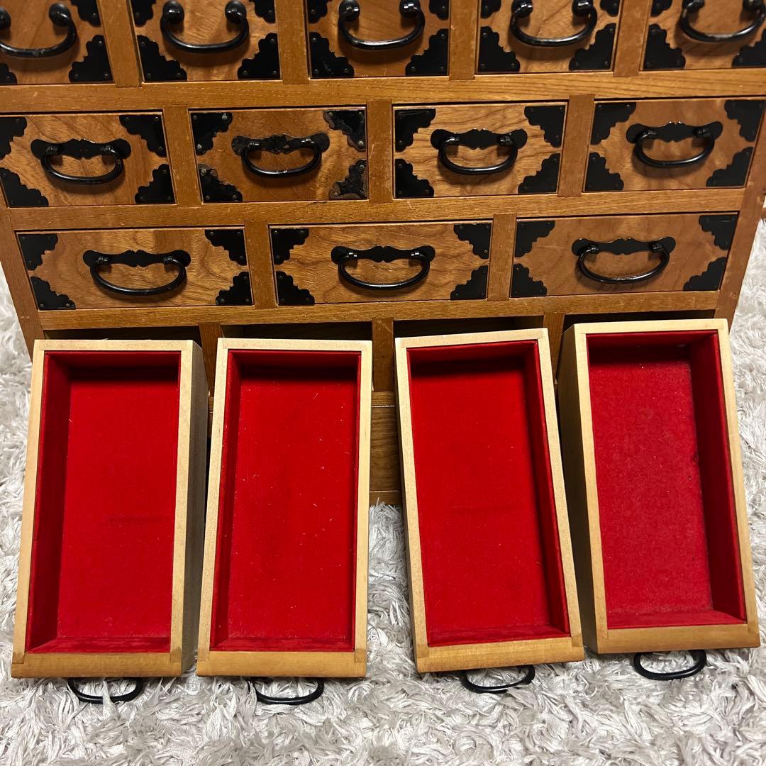 骨董品　薬箪笥　薬箱　小箪笥　5段小引き出し17杯 昭和レトロ 小物入れ ②