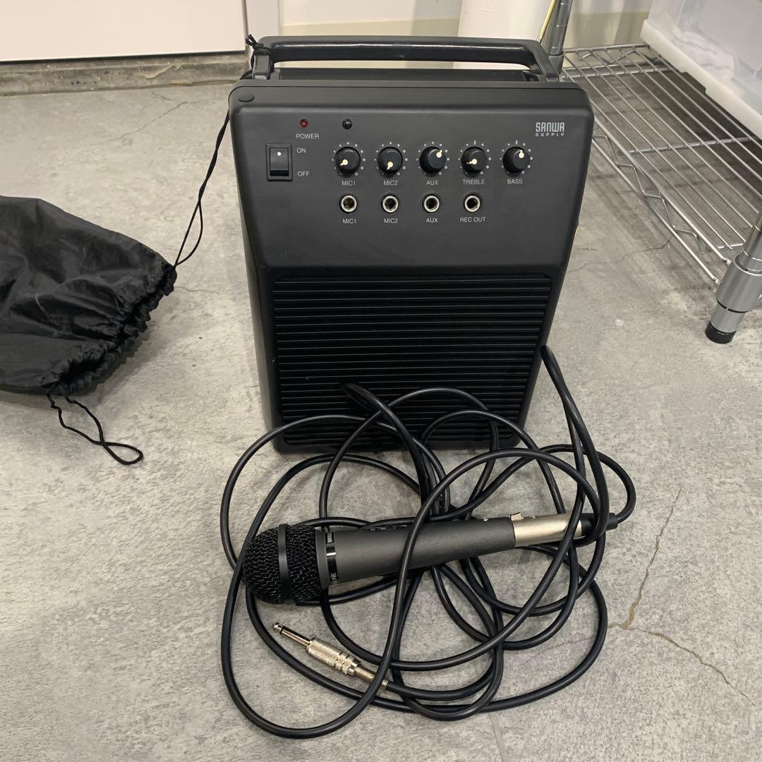 【s.t107】SANWA アンプ内蔵スピーカー 400-SP044 マイク付き