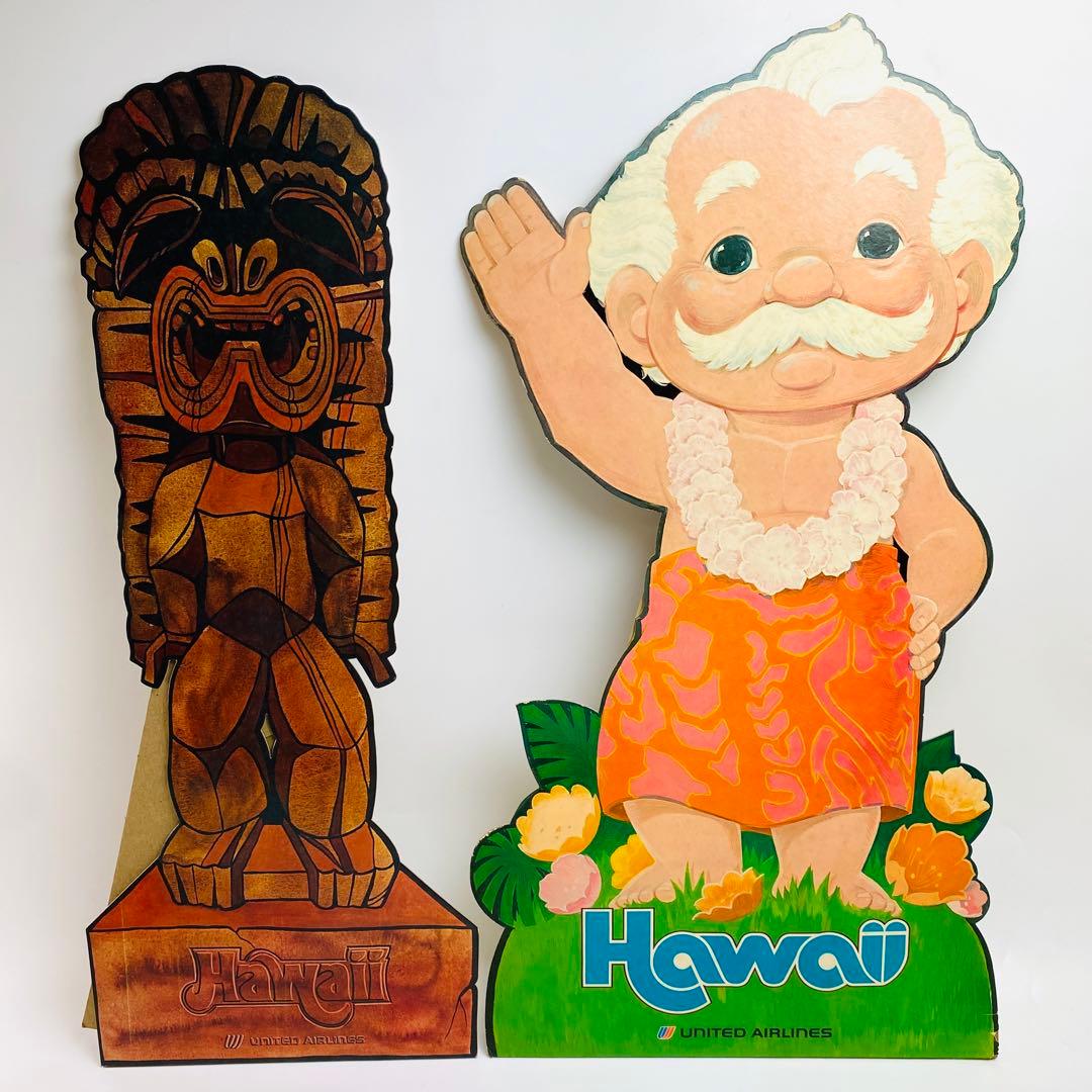ユナイテッド航空 ハワイ路線販促用 サインボード メネフネ&Tiki 非売品