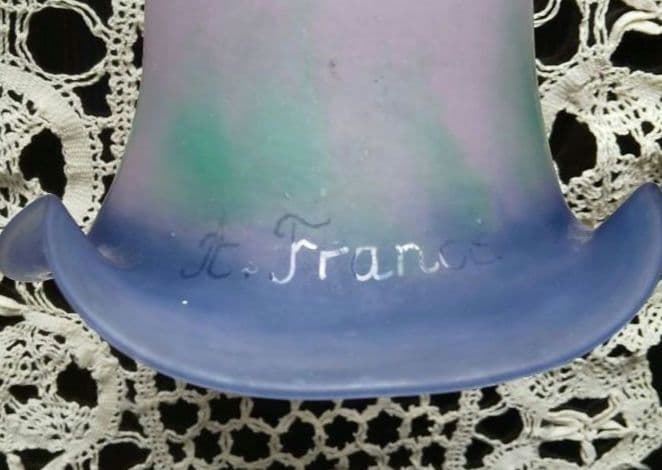 ガラス シェード フランス製 サイン入 アールヌーボー～デコ 洋館 アンティーク