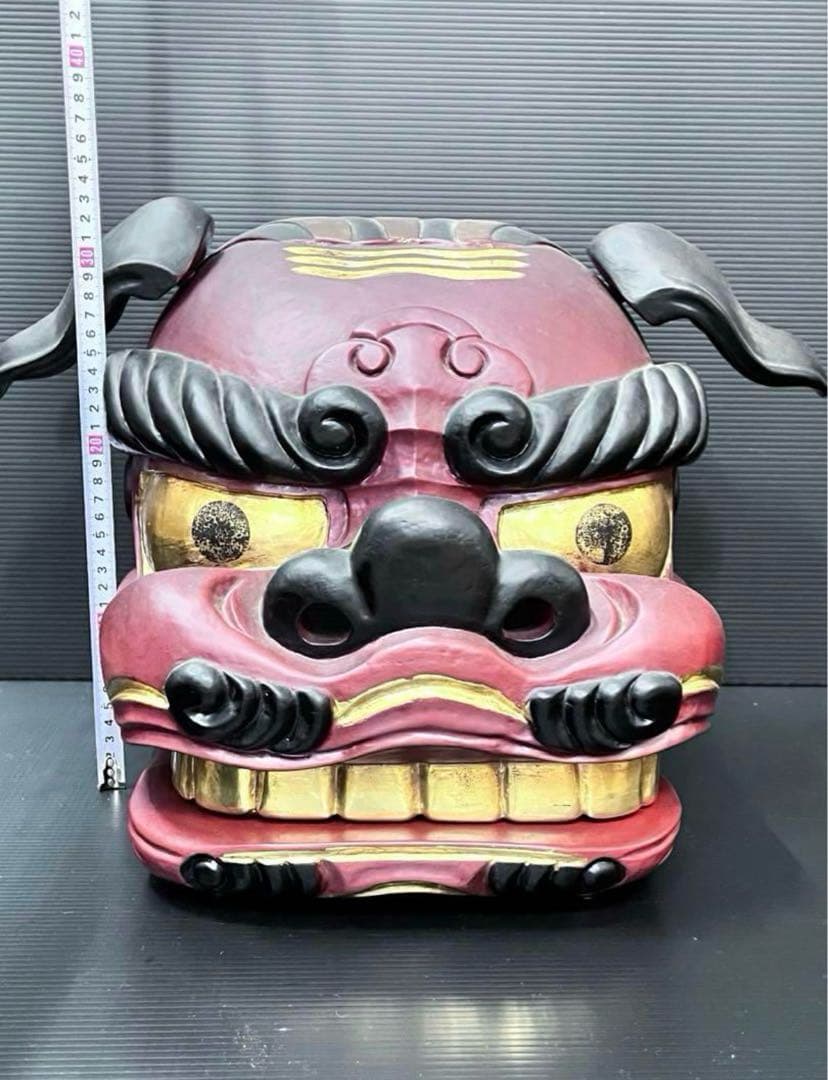 獅子頭　獅子舞　木製獅子頭　特大サイズ　３０センチ越え　獅子頭置物　魔除け置物