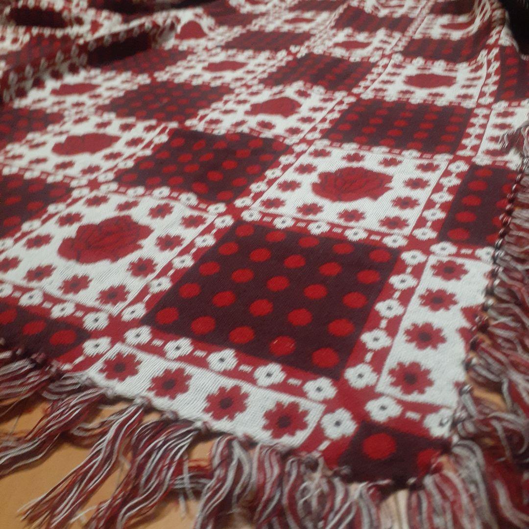 レア❗昭和レトロ　ミッドセンチュリー　こたつ掛け　薔薇&水玉&花柄　マルチカバー