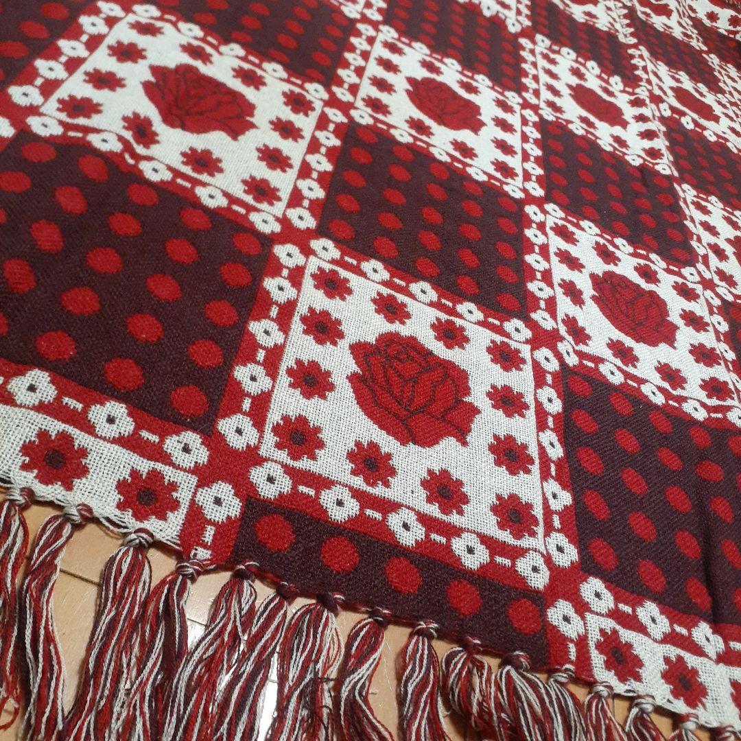 レア❗昭和レトロ　ミッドセンチュリー　こたつ掛け　薔薇&水玉&花柄　マルチカバー