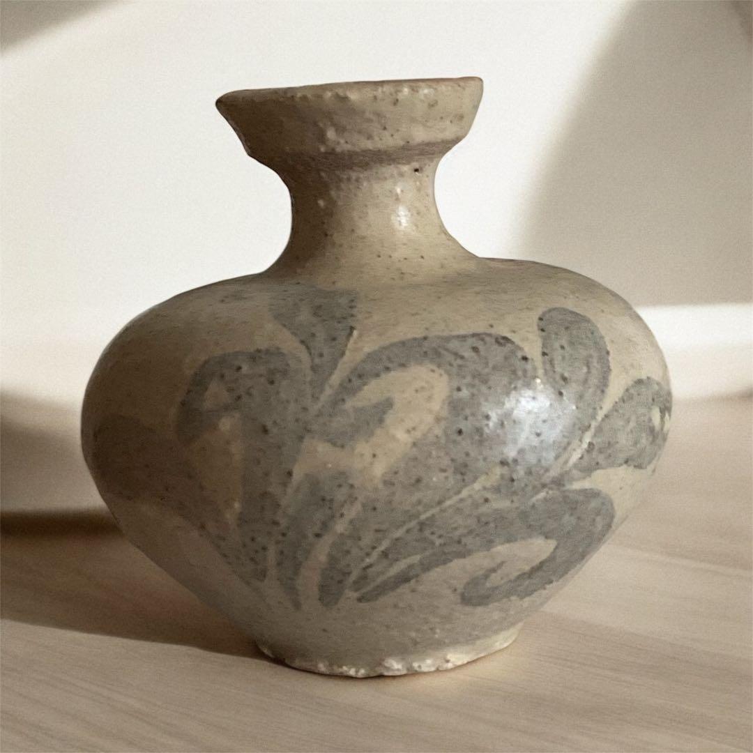 カケあり 高麗青磁鉄絵唐草紋 花瓶 花器 陶磁器 朝鮮 古美術 李朝 高麗