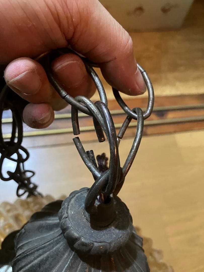 ビンテージ　アンバーランプ　ガラス　ランプシェード　照明　ペンダント