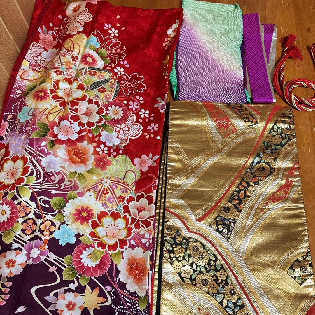 トールサイズ　正絹振袖　袋帯　小物セット　大きめサイズ　18ー10