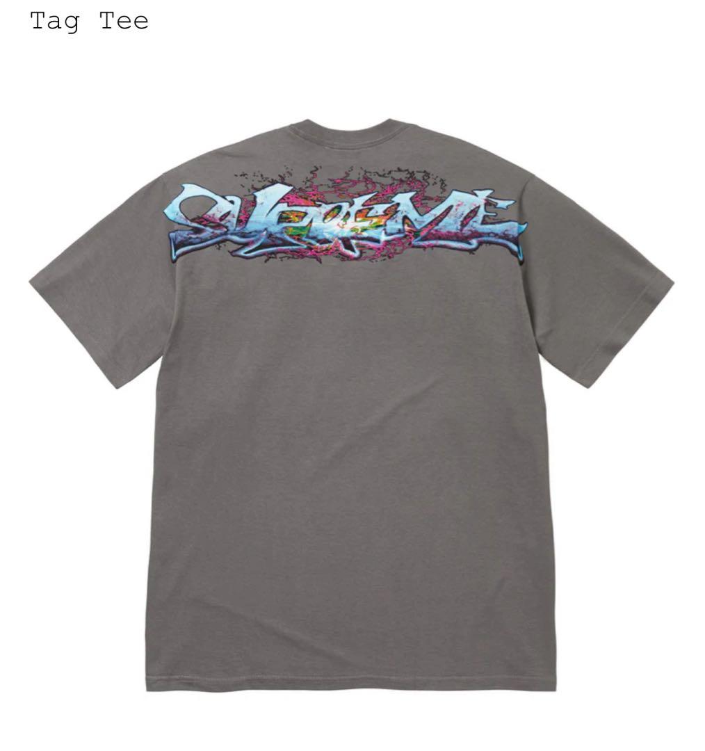 新品 Supreme Tag tee Charcoal L タグ チャコール