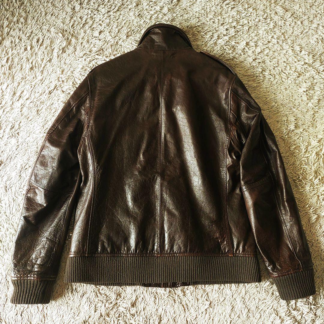 【XL・ホースレザー】AVIREX 馬革　レザージャケット　ブラウン