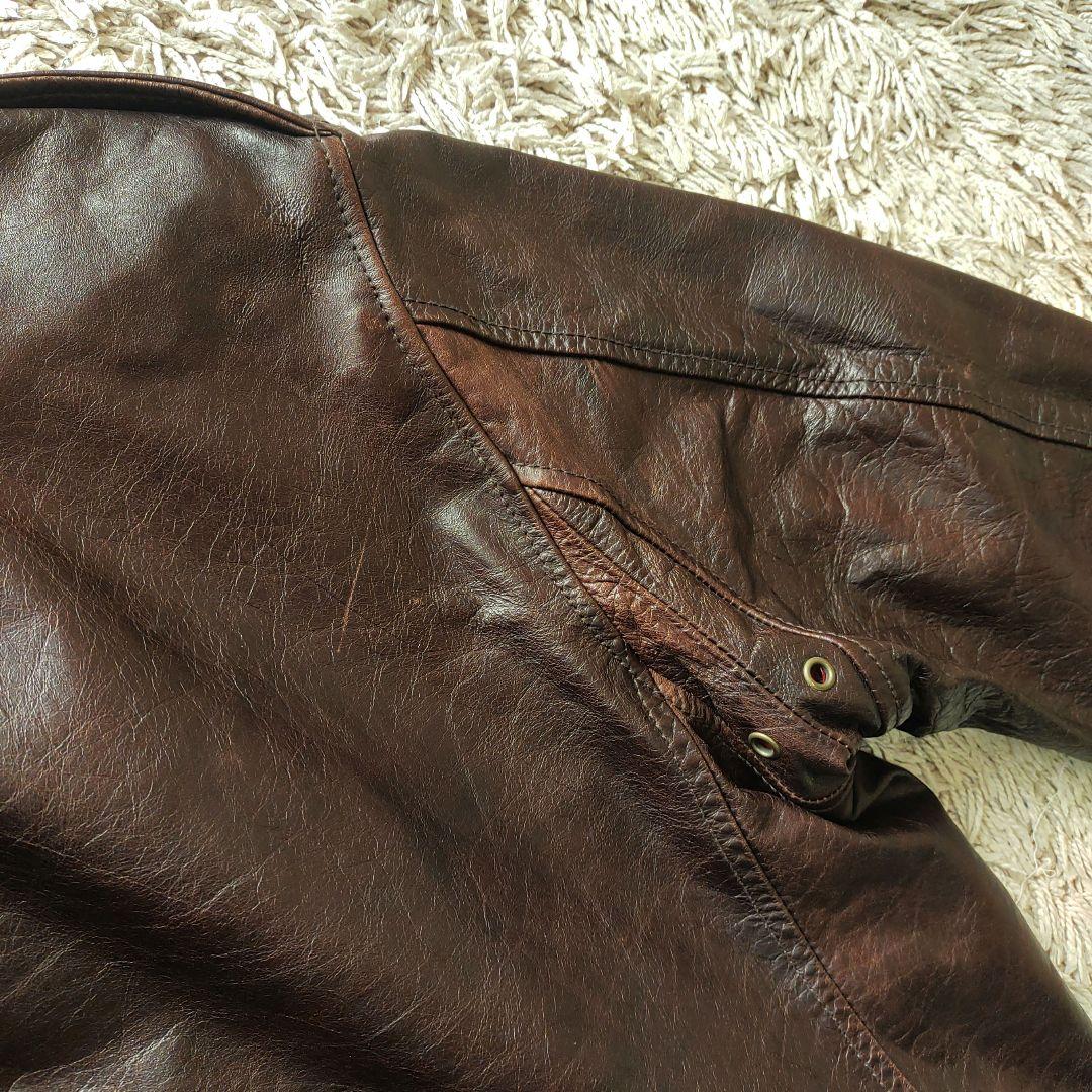 【XL・ホースレザー】AVIREX 馬革　レザージャケット　ブラウン