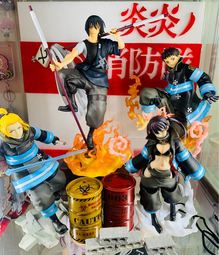 【ジオラマ背景付】コトブキヤ 炎炎ノ消防隊　4体セット　限定パーツ3体付き