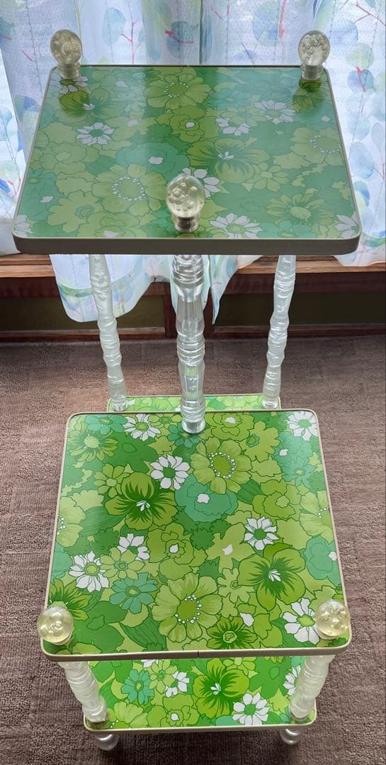 花柄 サイドテーブル 花台 飾り棚 レトロポップ 昭和レトロ