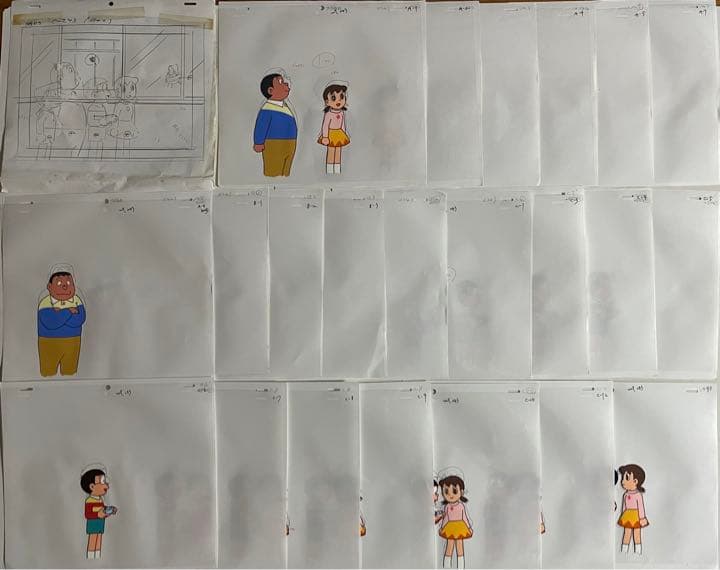 ドラえもん　のび太・ジャイアン・しずか・スネ夫 セル画20枚＋原画セット