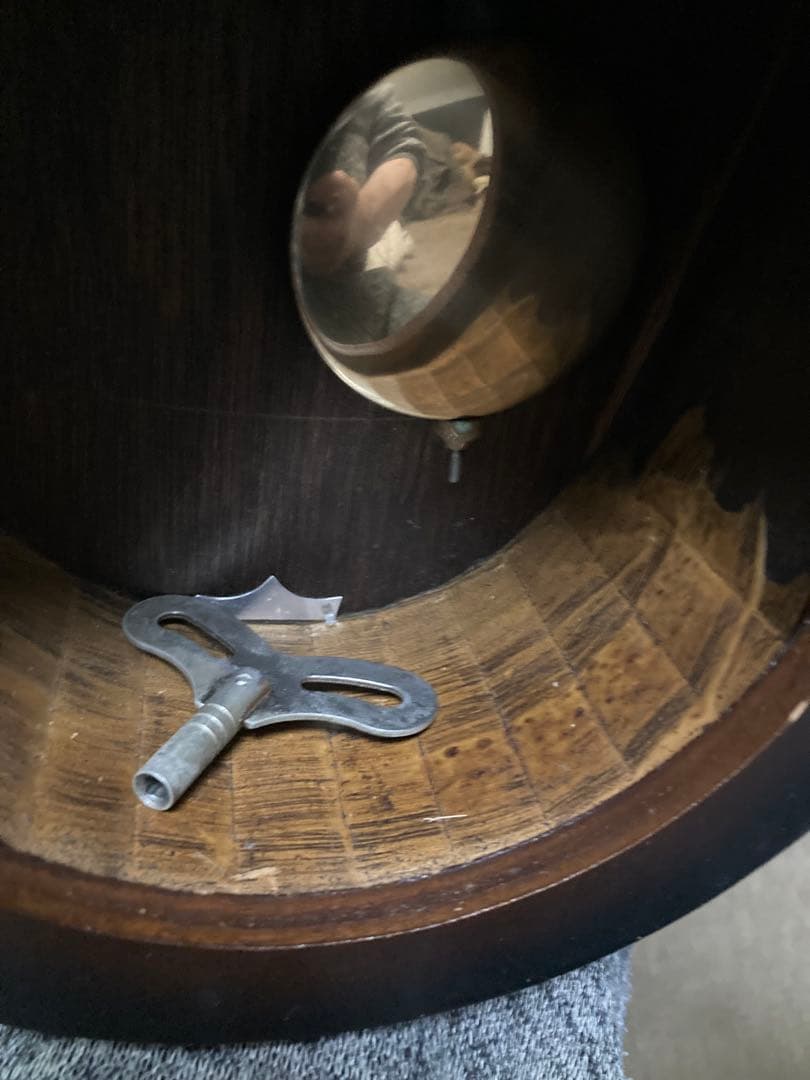 希少 アンティーク柱時計 堀田時計店 CROWNFAN ダルマ四つ丸 稼働中