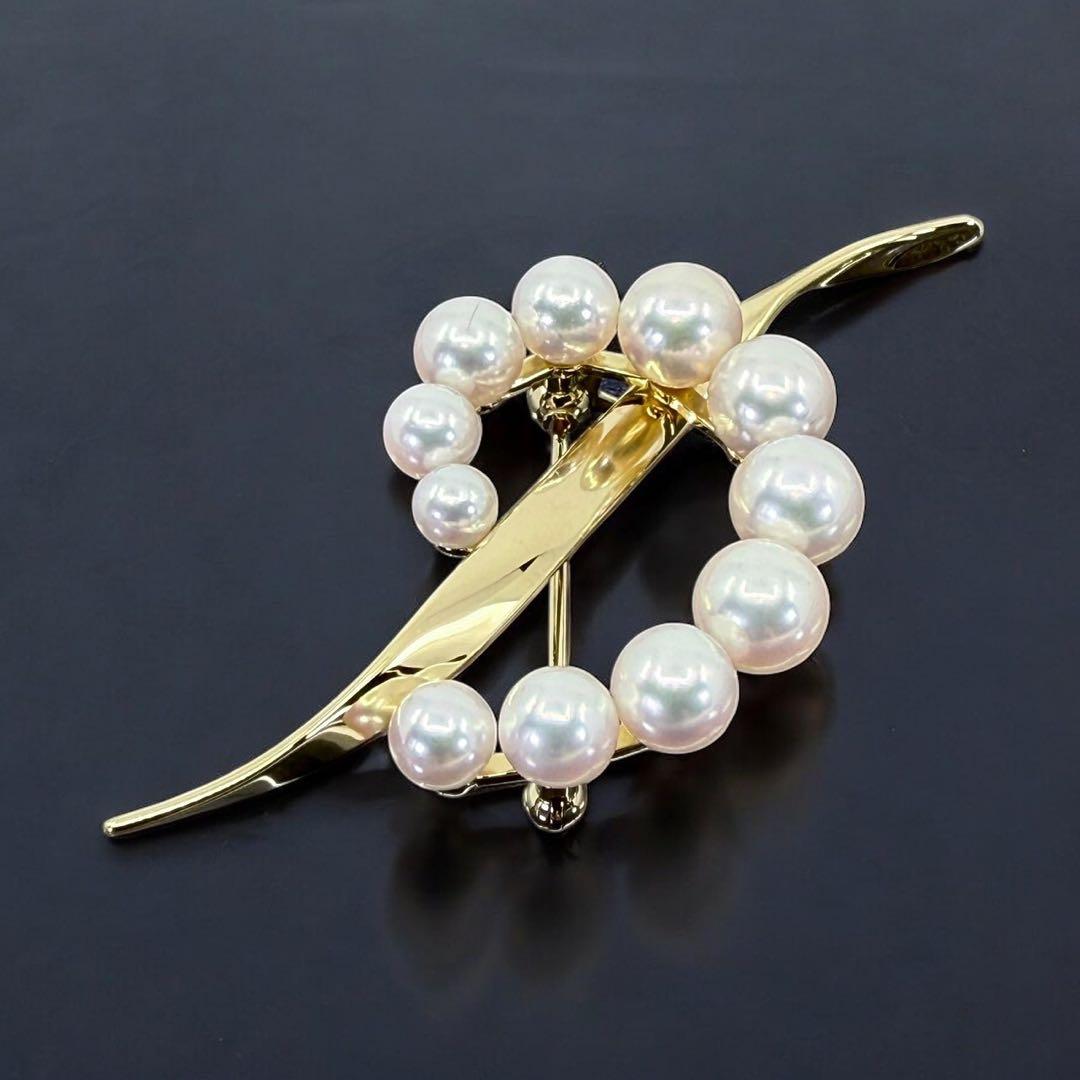 【未使用保管品】ミキモト K18 アコヤ　本真珠　パール　ブローチ