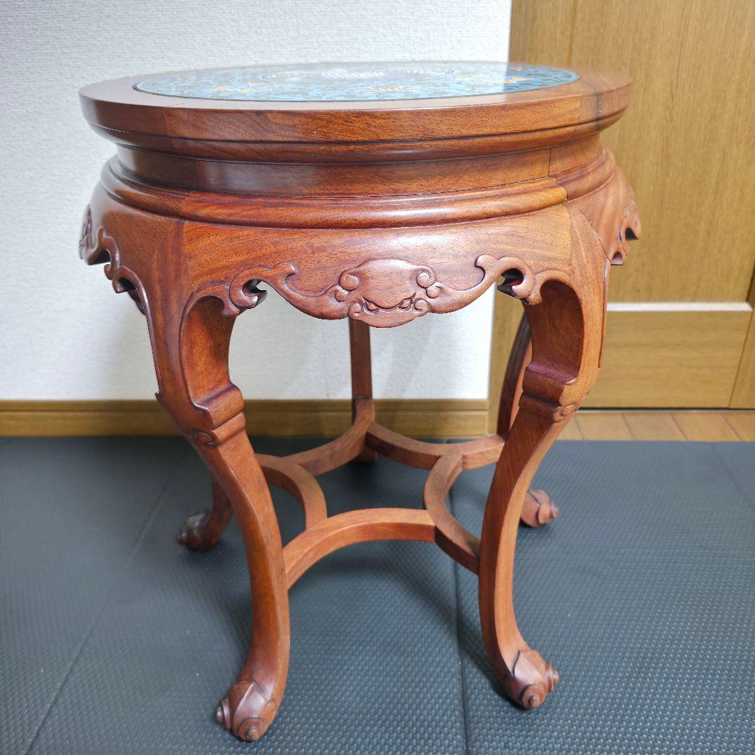 【188】景泰蘭　七宝天板　サイドテーブル　花台飾り台置台装飾時代 唐物中国美術