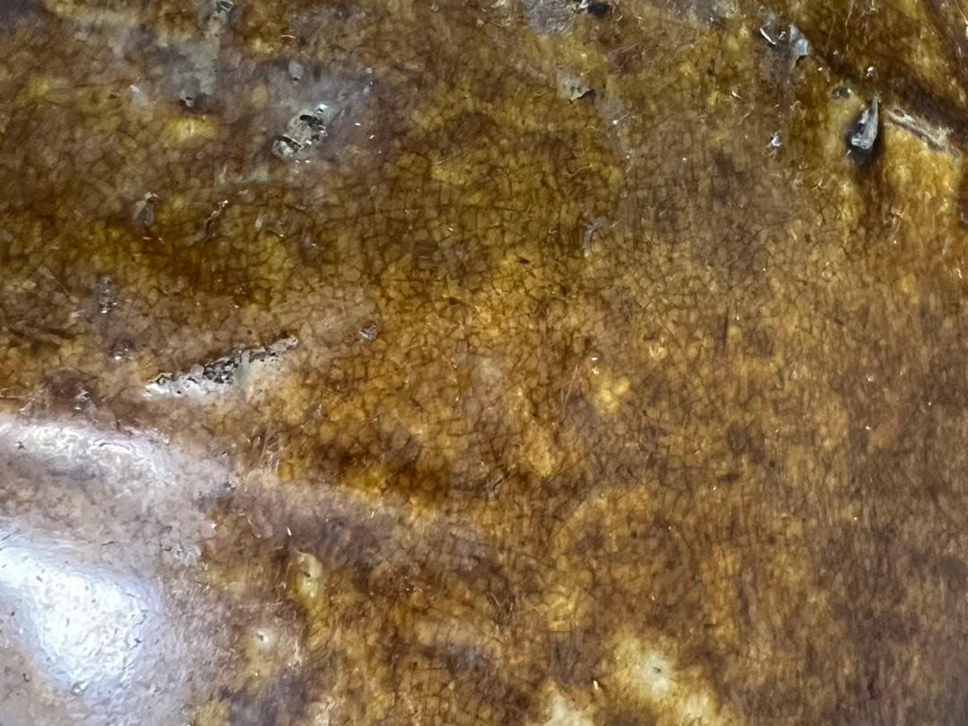 中国明時代茶色陶器 彫刻模様 壷