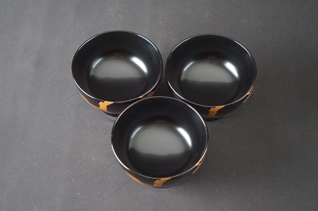 輪島塗 田谷漆器店 松蒔絵 煮物椀 三客 共箱 美品