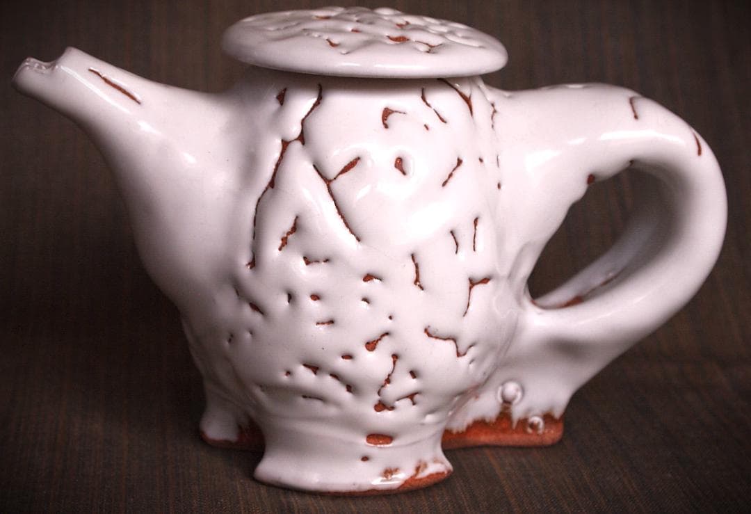 新作★時松泰礼【師：松野龍司】★白萩ティーポット（急須）★共箱