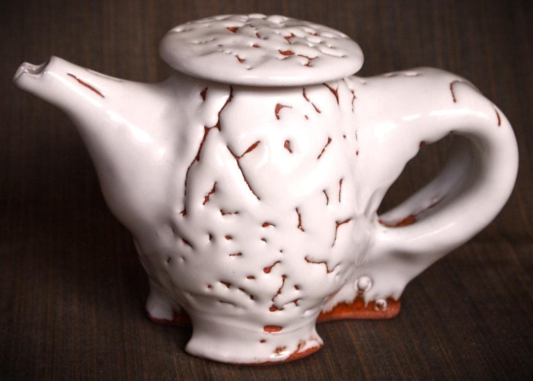 新作★時松泰礼【師：松野龍司】★白萩ティーポット（急須）★共箱