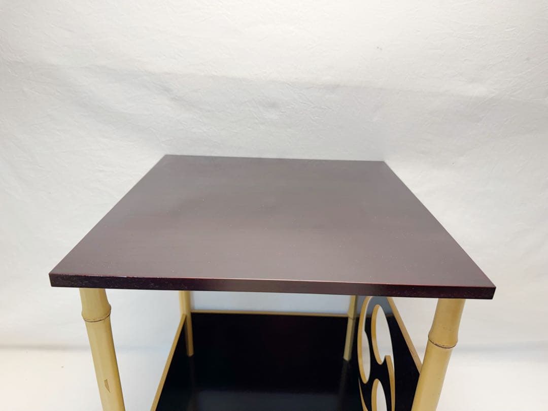 ほぼ未使用 茶道具 平安 光入作 巴棚 圓能斎好写 溜塗 共箱